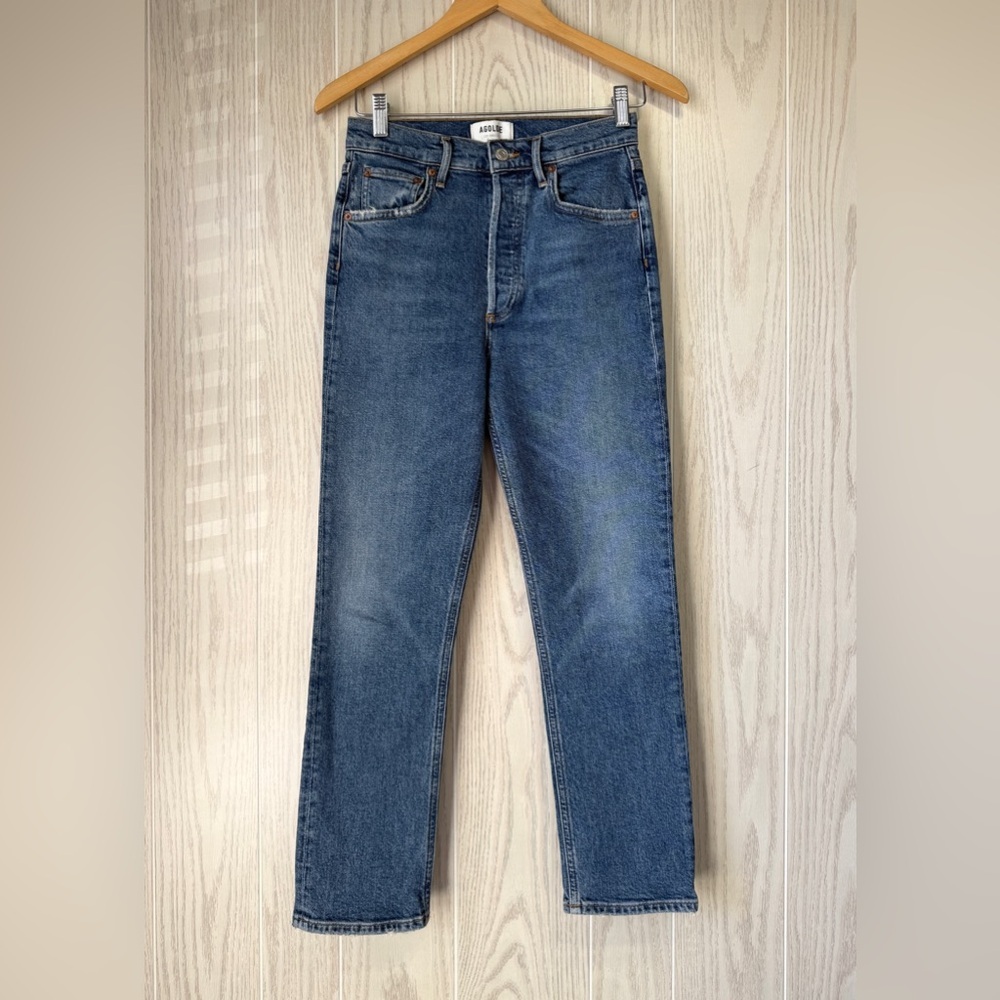 AGOLDE High Rise Straight Leg Jeans Medium Wash Size 24